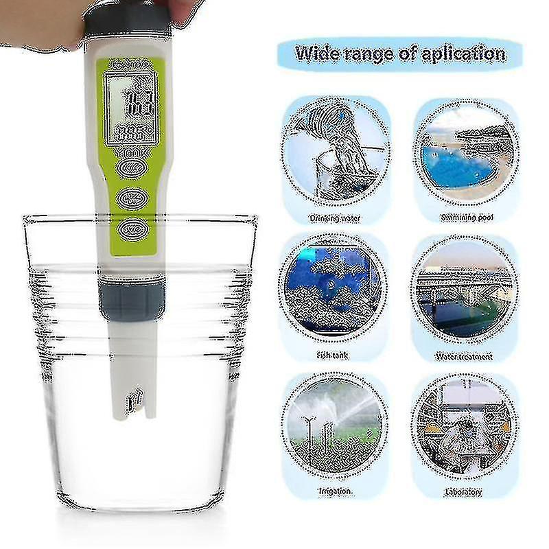 Digital Ph Meter Large Waterproof Pen Water Quality Tester 4 In 1