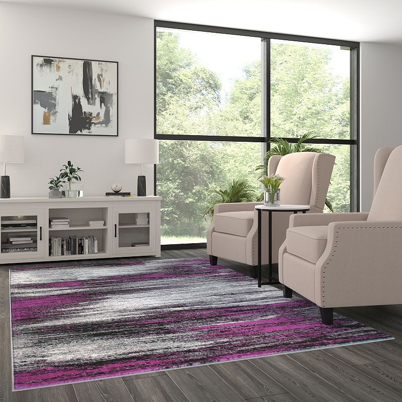 Masada Rugs Masada Rugs Trendz Collection 6'x9' Modern Contemporary Area Rug in Purple， Gray and Black - Design Trz863