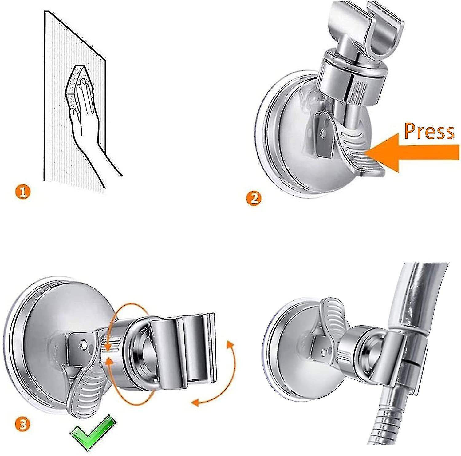 Shower Head Bracket， Detachable Suction Cup Shower Head Bracket That Can Be Rotated 360