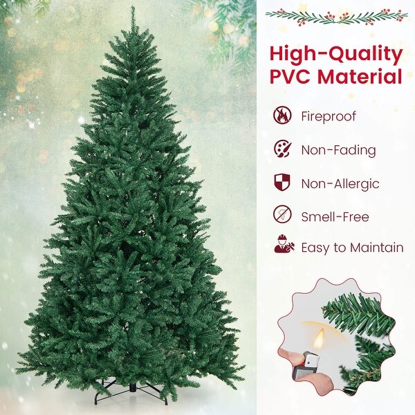 Costway 7.5FT Hinged Christmas Tree Unlit Artificial Xmas Decoration