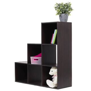 Home Basics Open and Enclosed Tiered Espresso 6 MDF Cube Organizer HDC92671