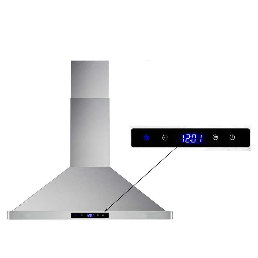 Flynama 30 in 700 CFM Wall Mount Conveitible Range Hood in Silver with 3Speed Stove Vent