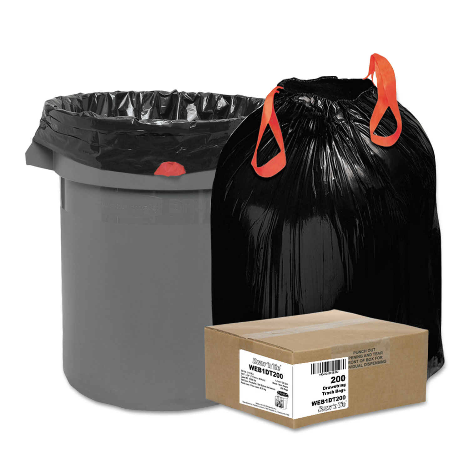 WBI1DT200 Heavy-Duty Trash Bags， 30 Gal by Draw 'n Tieandreg; | On Time Supplies