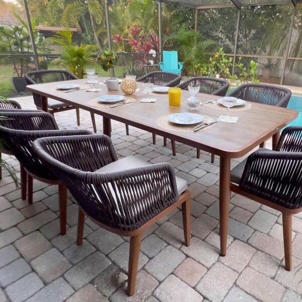 PURPLE LEAF 11 Pieces Outdoor Dining Set Metal Rattan Furniture Set for Lawn Backyard Patio Dining Set