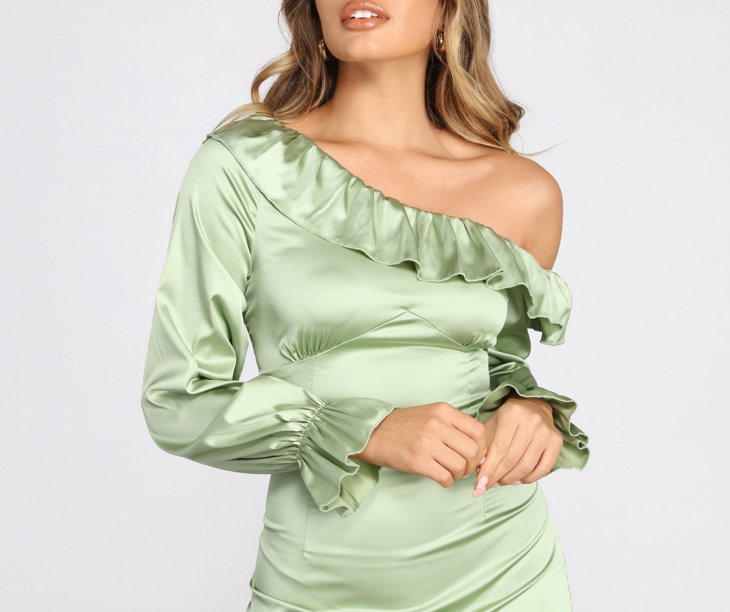 Romantic Ruffles Satin Mini Dress