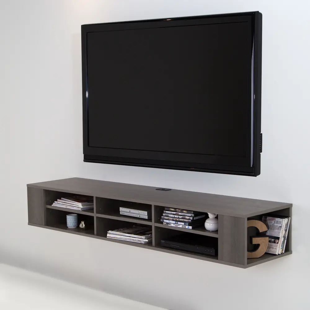 City Life Gray Maple Wall-Mounted Media Console (66 Inch) - South Shore