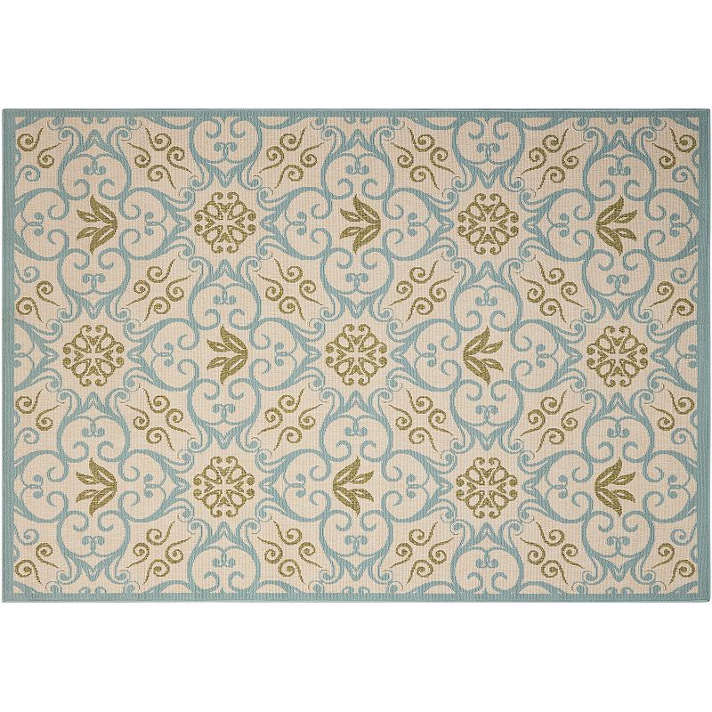 Nourison Caribbean Geo Floral Scroll Indoor Outdoor Area Rug - 9'3'' x 12'9''