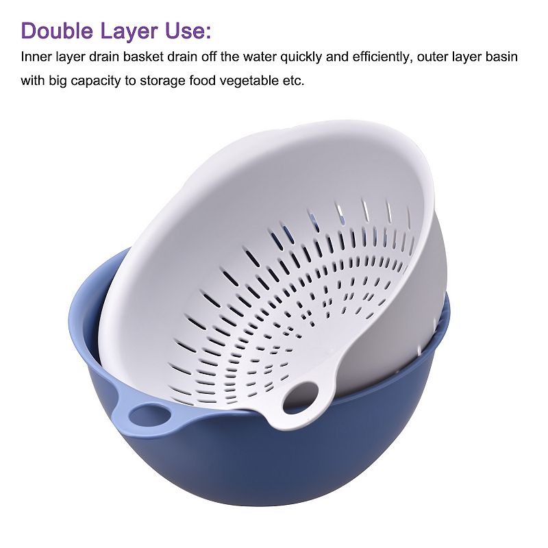 Strainer Colander Bowl， 3 Pcs Small Double Layer Drain Basket