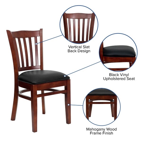 Mahogany Hardwood Slat Back Restaurant Chair - 17.5