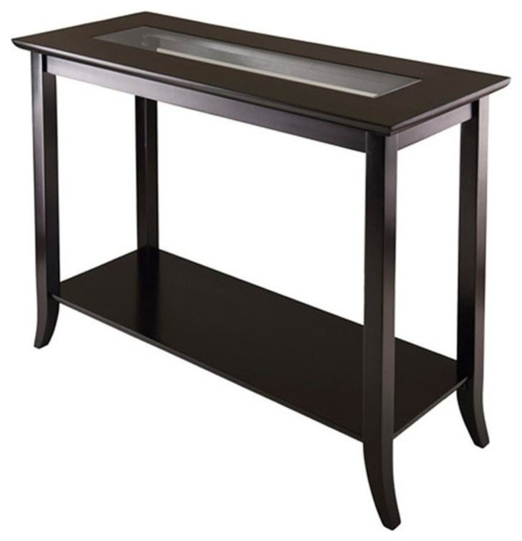 Pemberly Row Rectangular Console Table in Dark Espresso   Transitional   Console Tables   by Homesquare  Houzz