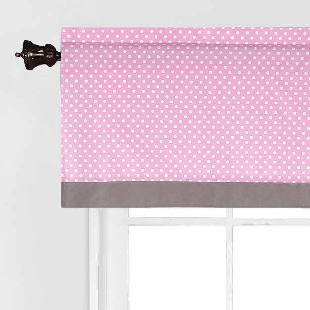 Bacati Pin Dots Pink gray Window Valance