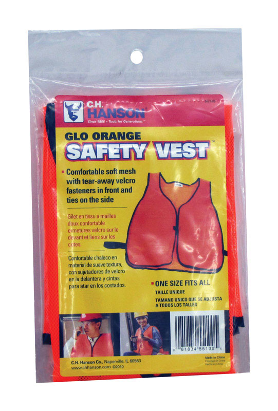 C.H. Hanson Reflective Safety Vest Orange One Size Fits All