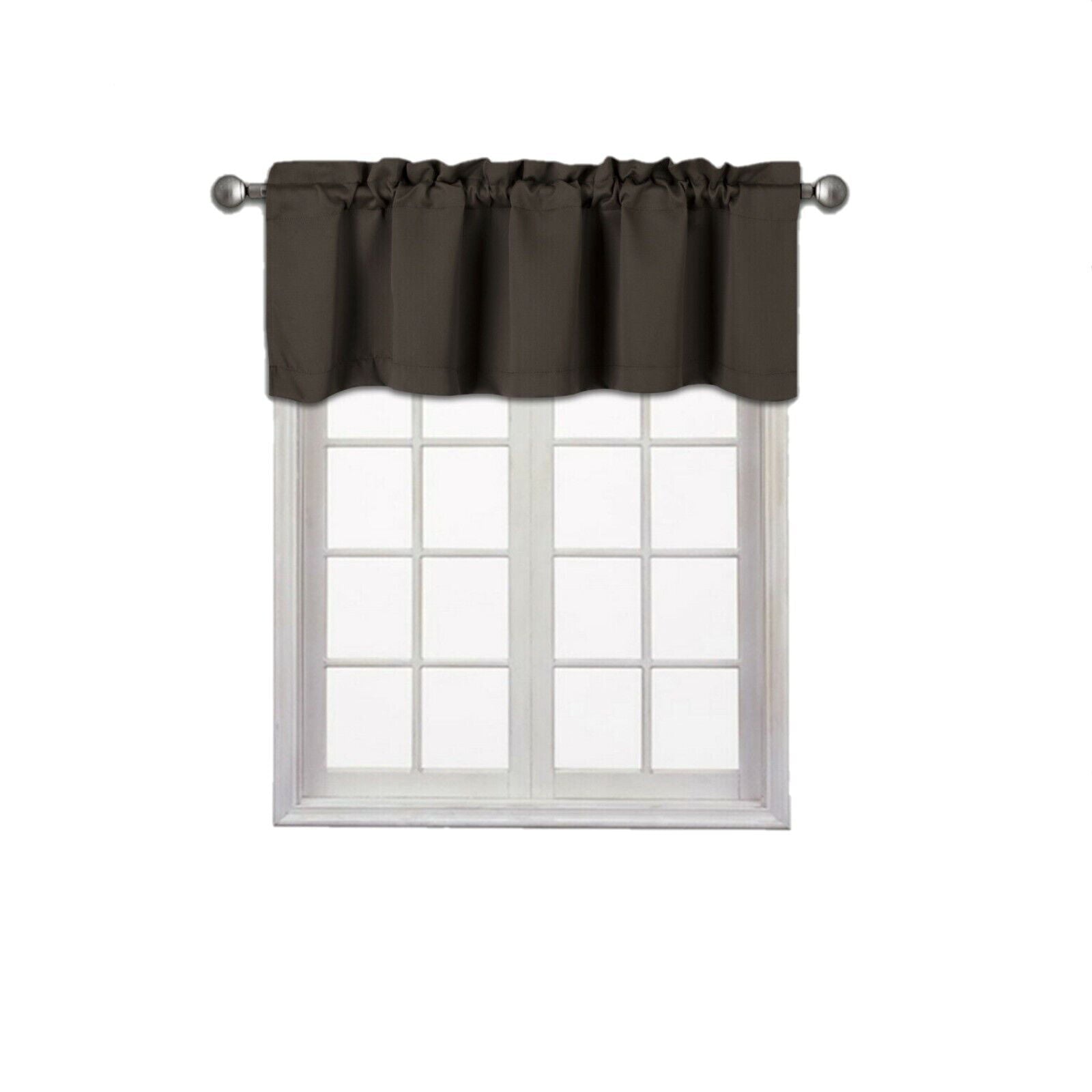 Blackout thermal insulated 1pc TVLO brown valance curtain for kitchen, bathroom, bedroom short window rod pocket home decor 54 inch x 18 inch