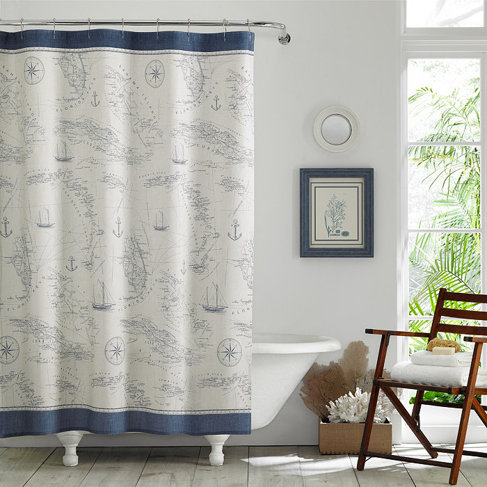 Tommy Bahama Home Tommy Bahama Caribbean Sea Cotton Shower Curtain 72 X 72