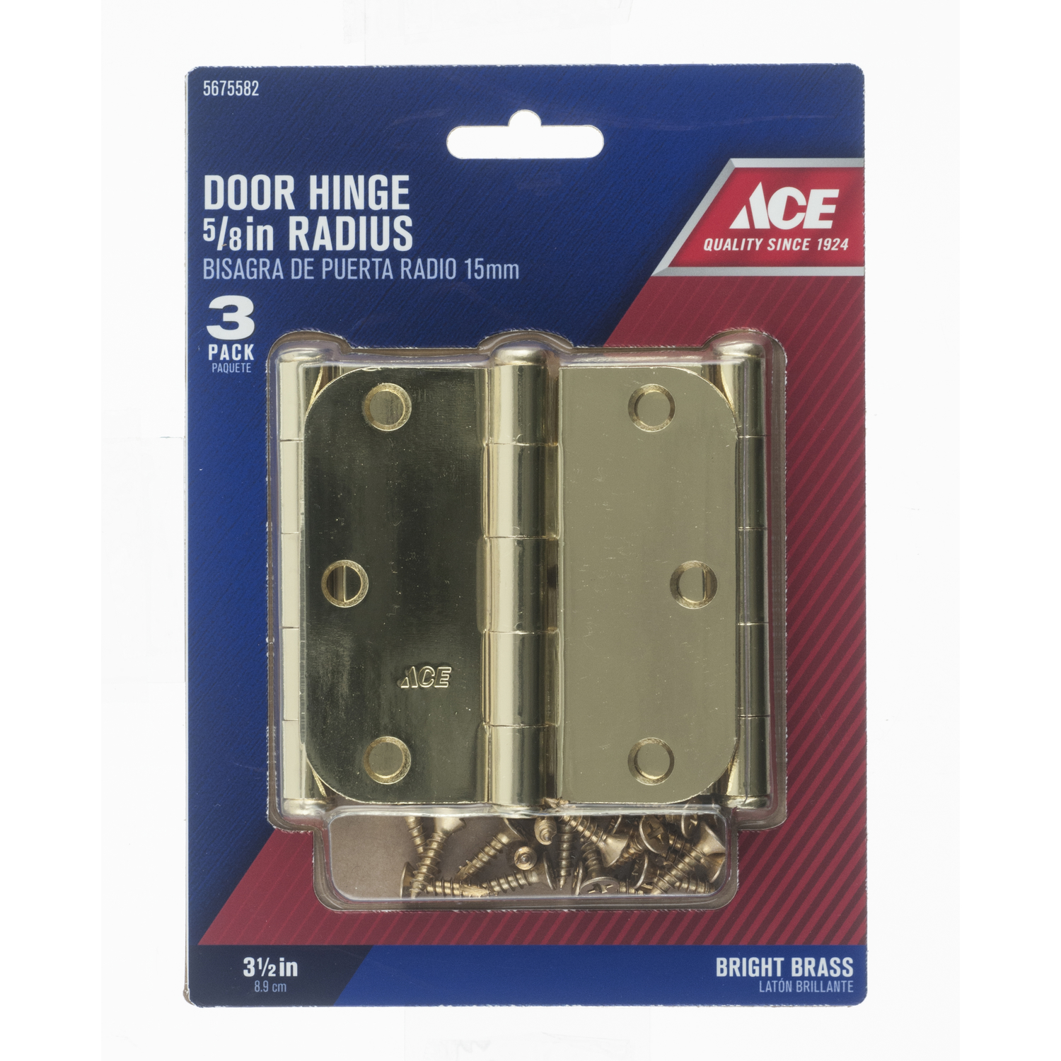 Ace 3-1/2 in. L Bright Brass Door Hinge 3 pk