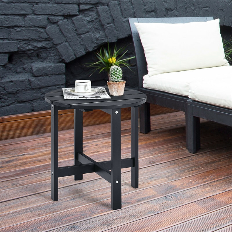 18¡¯¡¯ Outdoor Round Bistro Side Table Wood Slat End Table for Garden