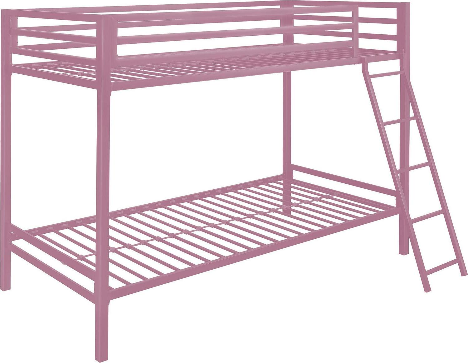 Mainstays Premium Twin over Twin Metal Bunk Bed， Pink