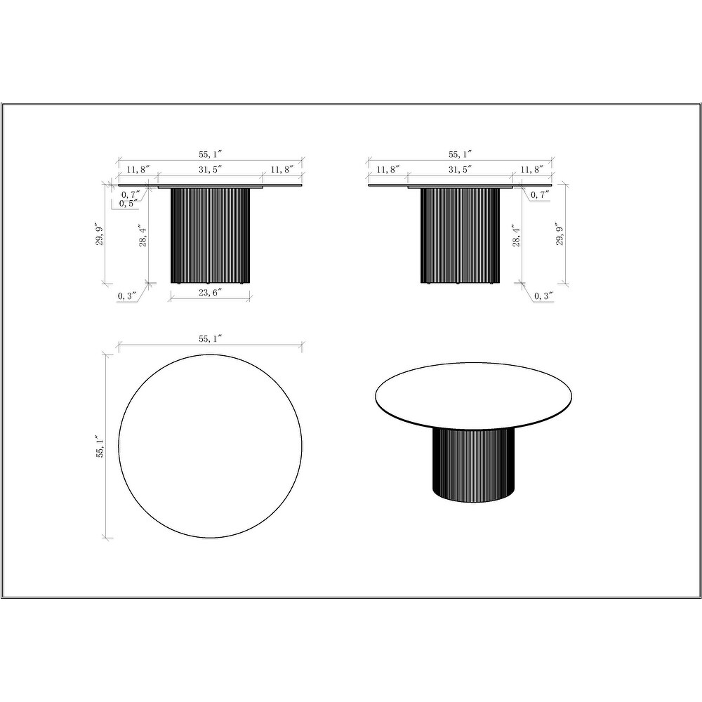 Somette Krystal Dining Table with Glossy Marbleized Sintered Stone Top   55\