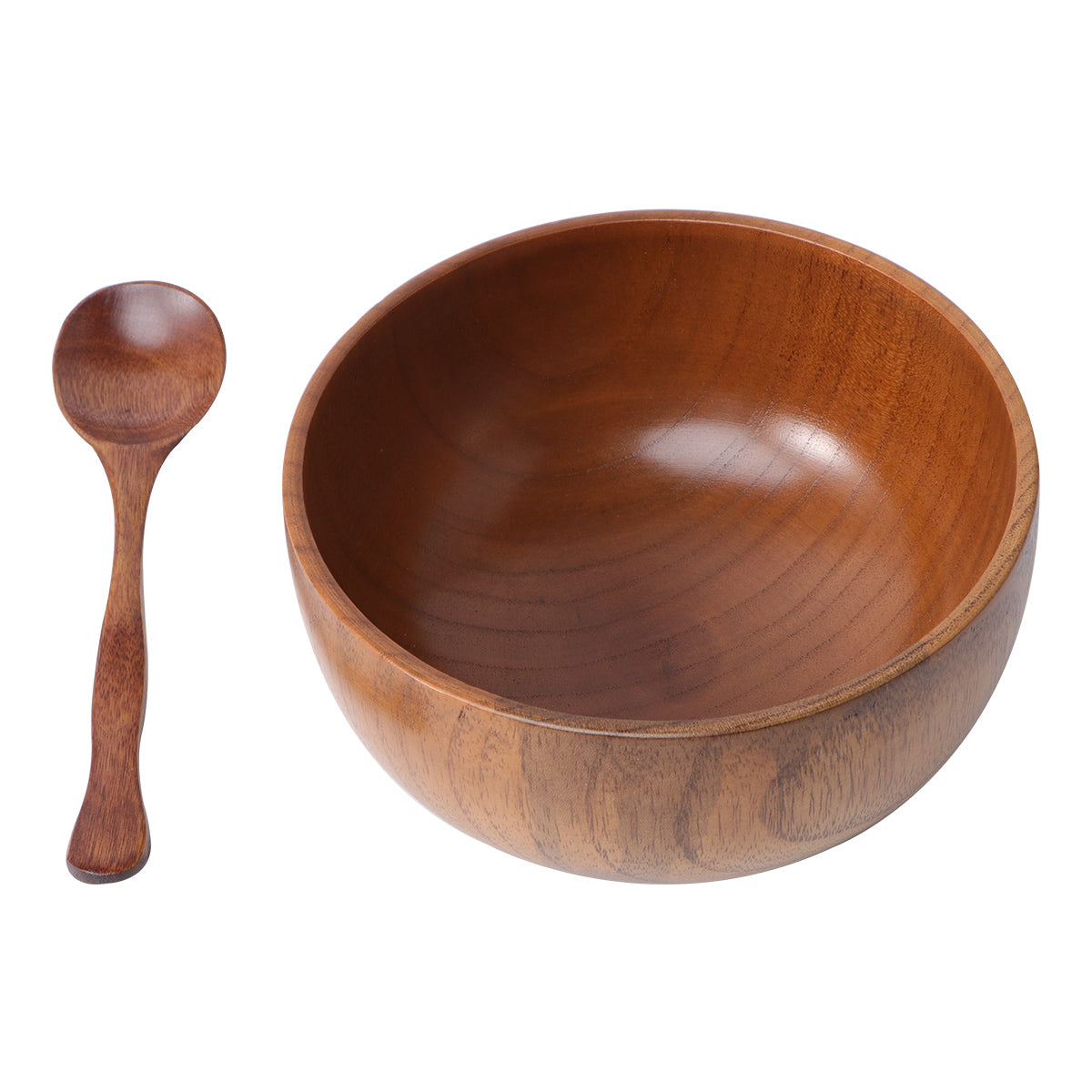 Etereauty 2pcs Bowl and Spoon Set Wooden Rice Bowl Eco-friendly Tableware Food Container for Restaurant Home