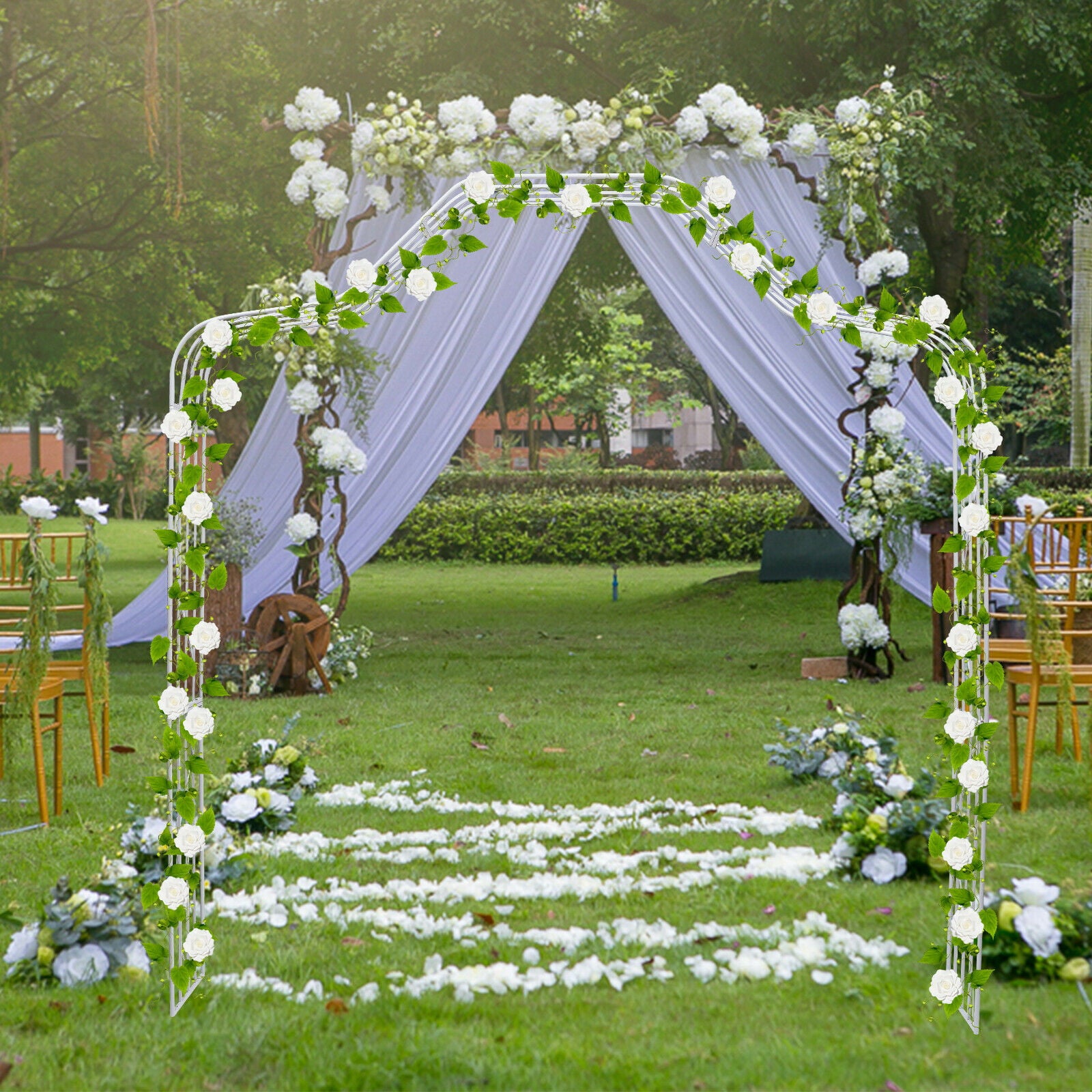 DENEST Garden Arbor Archway Wedding Party Metal Arch Frame Trellis for Climbing Plant