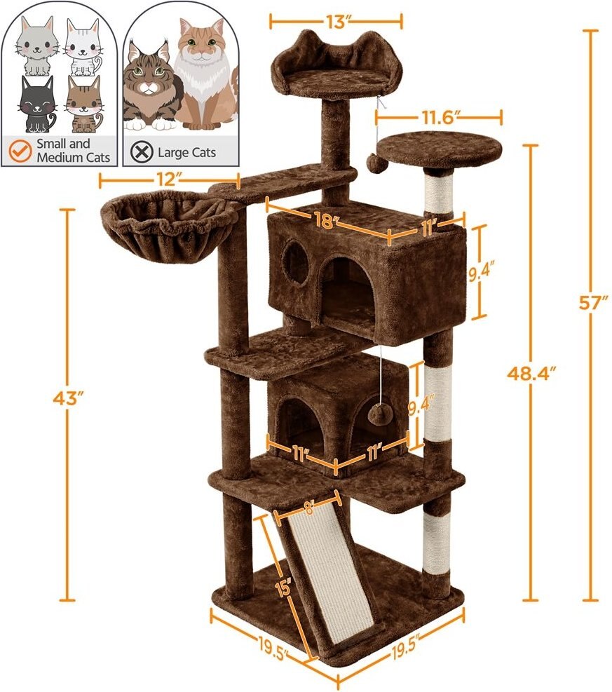 Yaheetech 57-in Plush Cat Tree and Condo