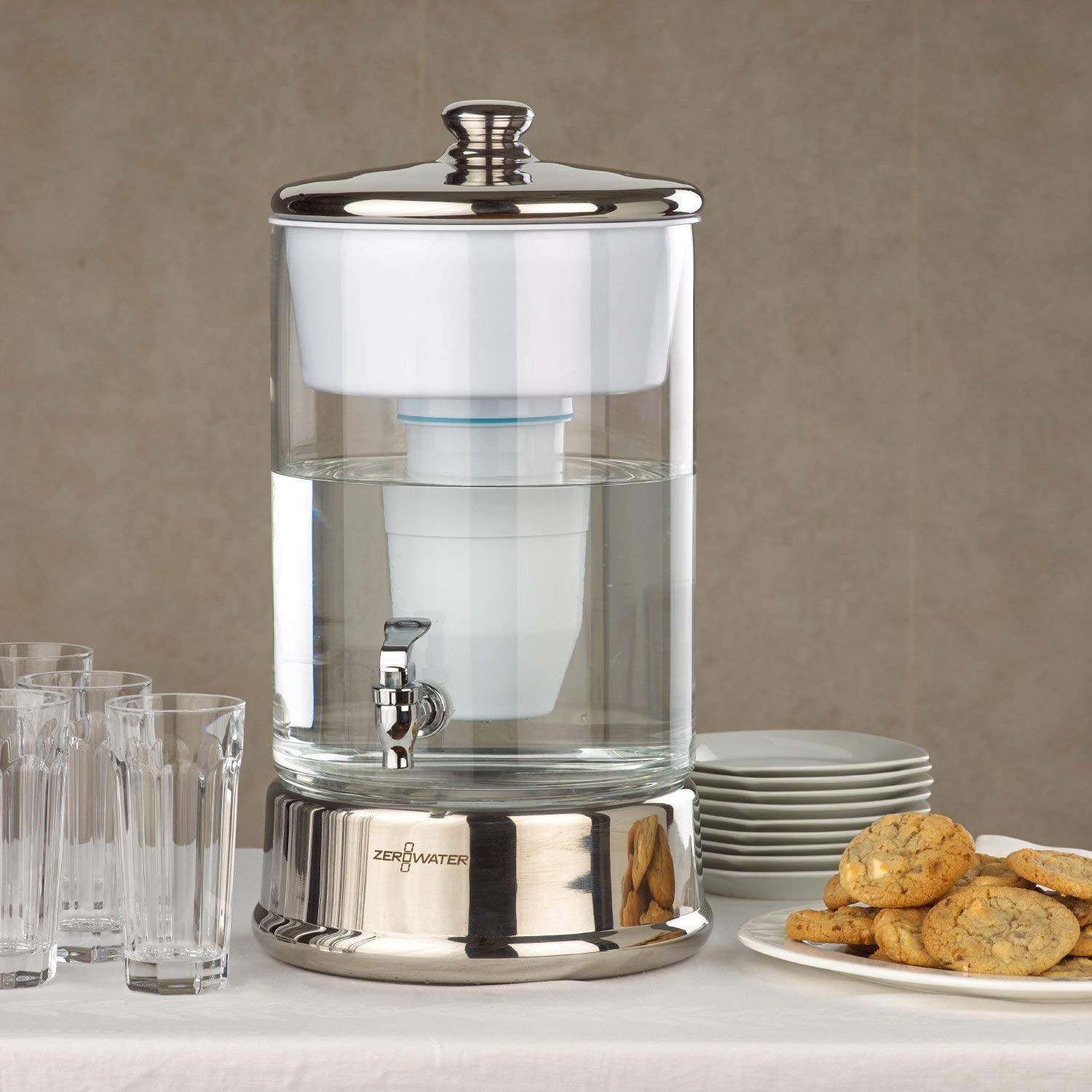 40 Cup Ready-Pour Glass Dispenser BPA-Free with Free Water Quality Meter NSF Certified