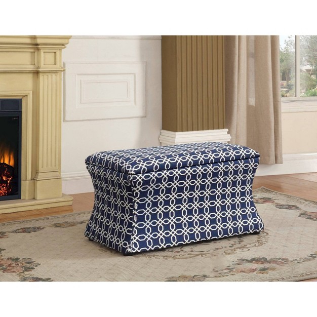 Lattice Pouf Storage Ottoman Light Blue Ore International