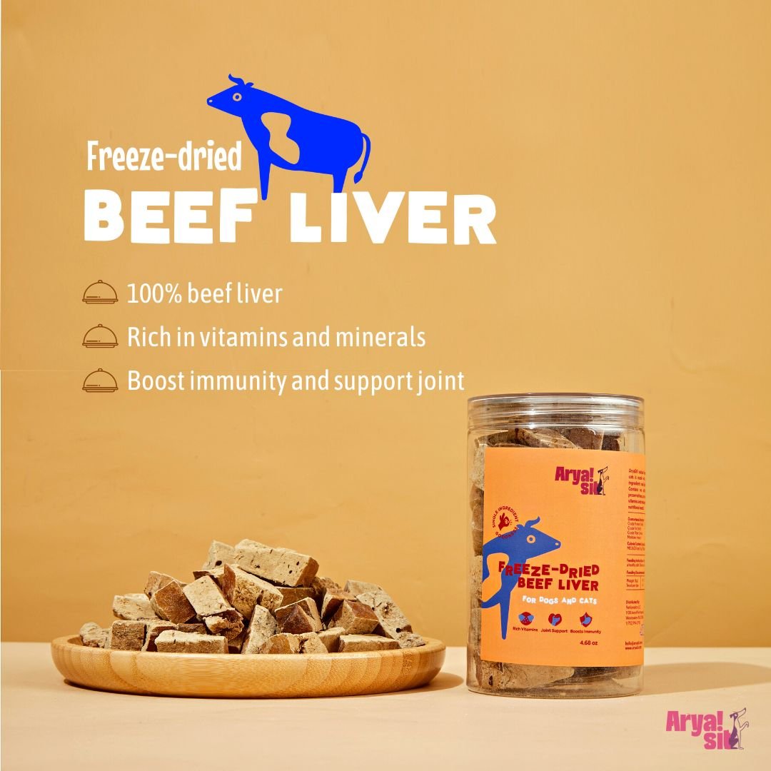 Arya Sit Beef Liver Freeze-Dried Dog Treats， 4.68-oz jar