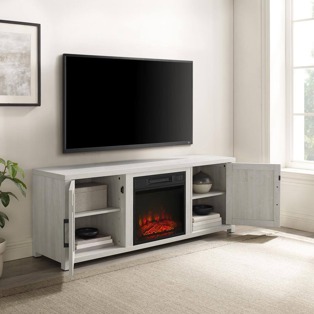 CROSLEY FURNITURE Gordon 58 in. Whitewash TV Stand Fits TV's up to 65 in. with Fireplace KF100758WW