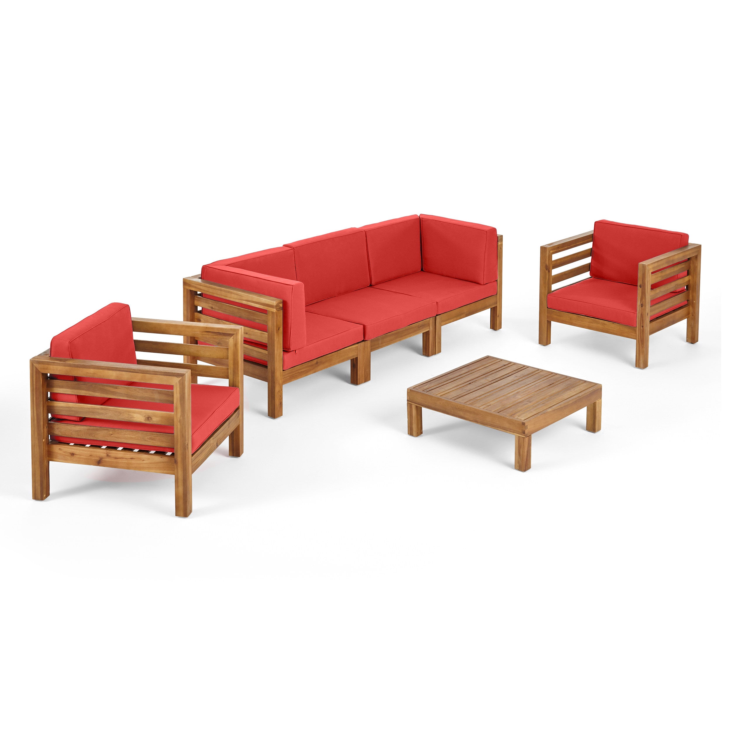 Emma Outdoor 5 Seater Acacia Wood Sofa Chat Set