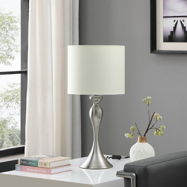 Bailey Chrome Modern Candlestick Metal Table Lamp Silver Ore International