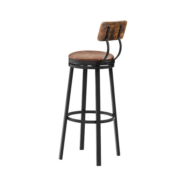 2Pcs Industrial Backrest Style Bar Stools with Metal Frame