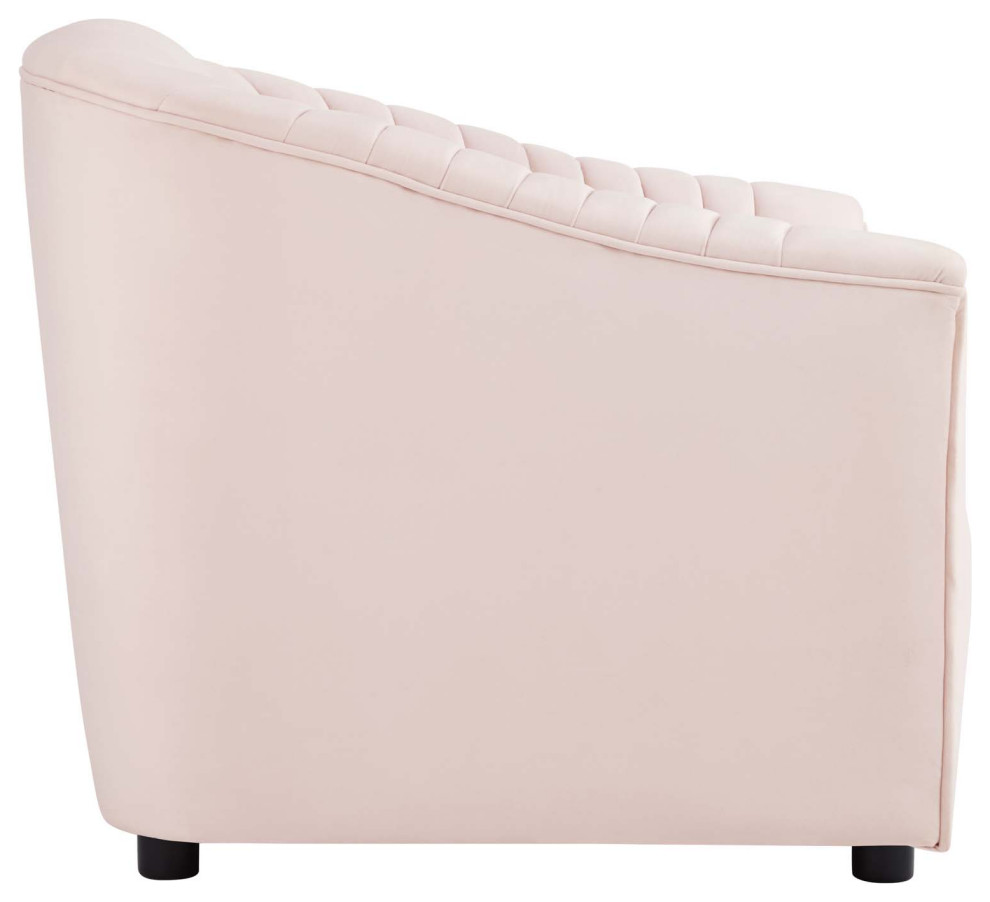 Announce Performance Velvet Channel Tufted Armchair  Pink   Contemporary   Armchairs And Accent Chairs   by Homesquare  Houzz