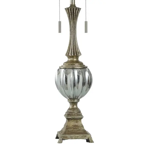 StyleCraft Beverly Smoked and Metallic Glass and Antique Brass Resin Table Lamp