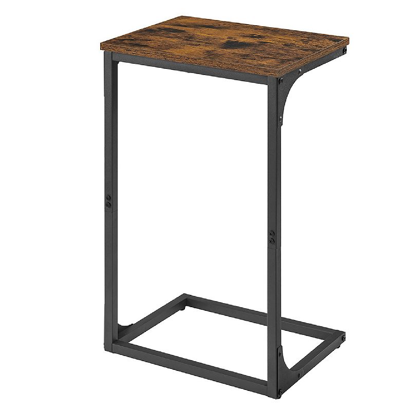 Industrial C-shaped Side Table With Metal Frame