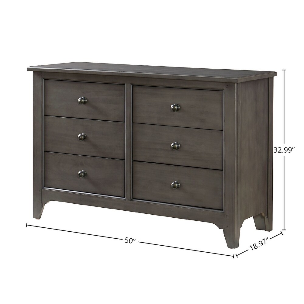 Taylor 6 Drawer Farmhouse Wood Dresser  Dusk Gray