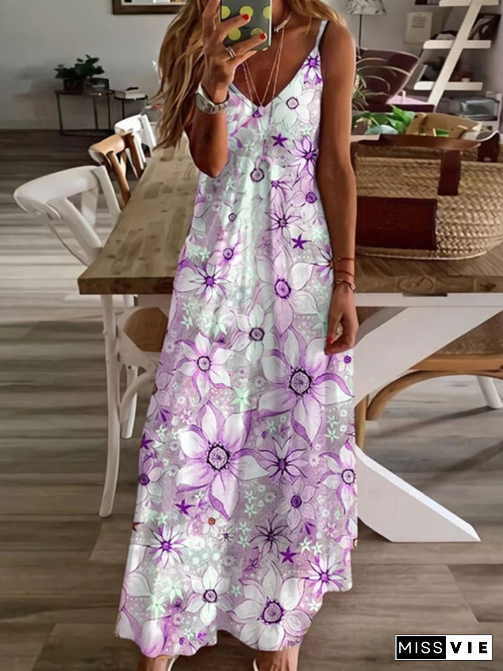 Tropical Floral Vacation Maxi Dress P16056