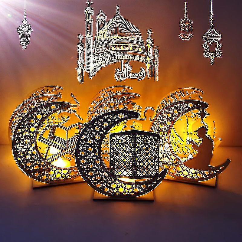 Ramadan Diy Wooden Moon Led Lightd-