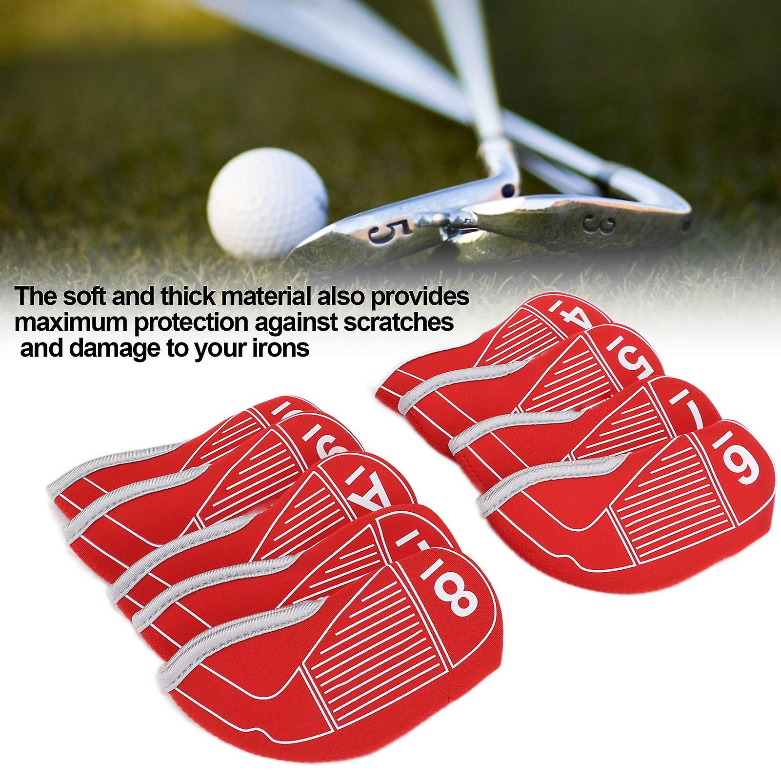 9pcs/set Golf Iron Head Covers Set， Waterproof Golf Club Head Protect Case Portable Golfing Acce With Digital Identification For Various Golf Clubs[re