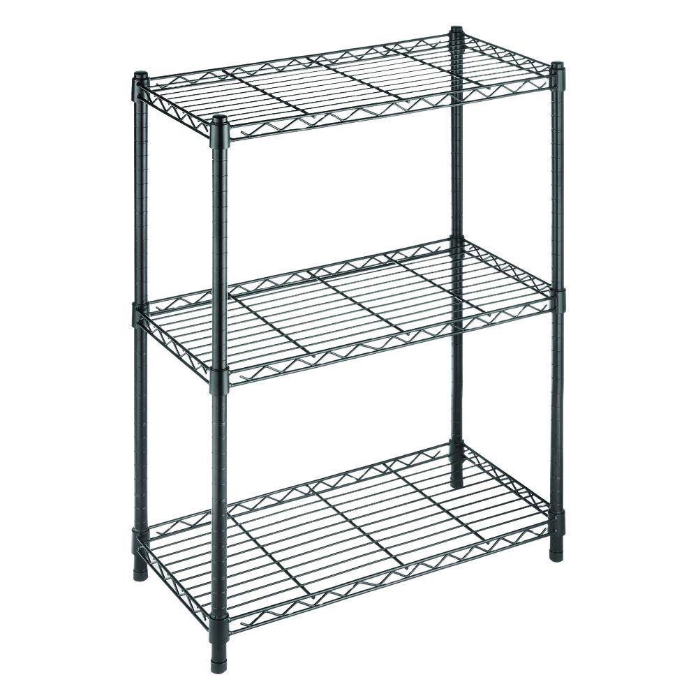 HDX 3-Tier Steel Wire Shelving Unit in Black (24 in. W x 30 in. H x 14 in. D) 31424BPS