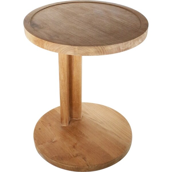 Nordic Style Natural Teak C Shaped Side Table