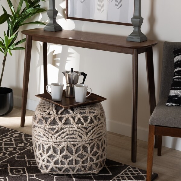 Wendy Mid-Century Modern Walnut Finished Wood Console Table