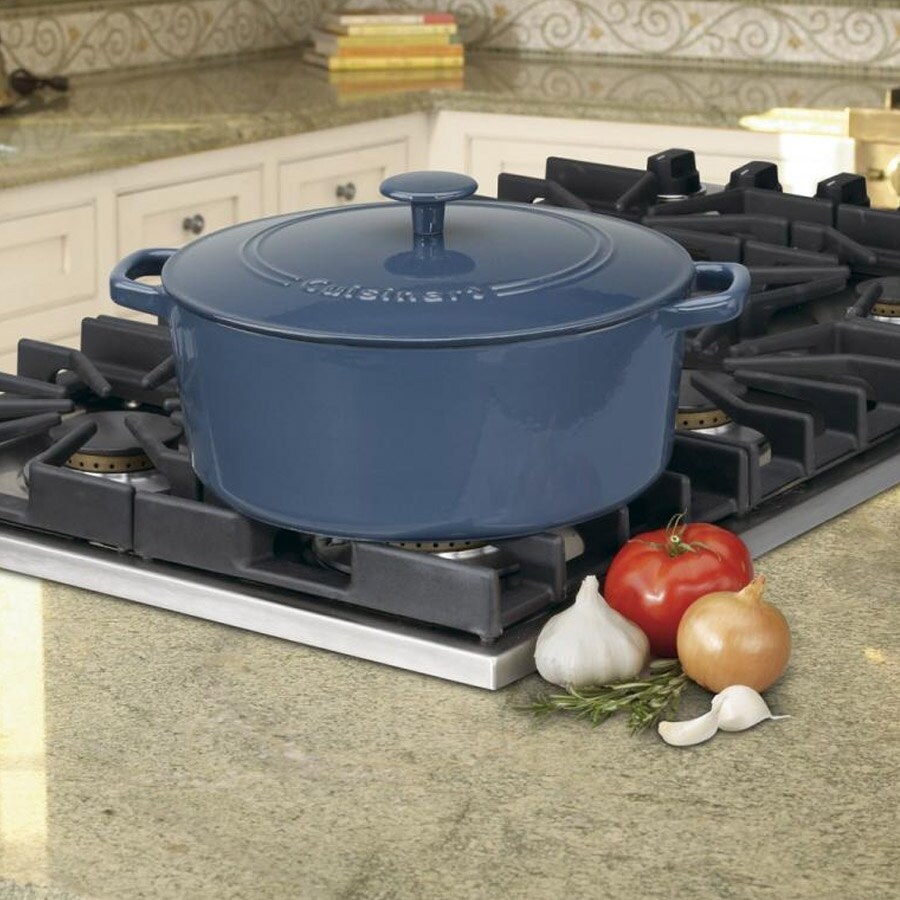 Cuisinart CI670 30BG Chef's Classic Enameled Cast Iron 7 Quart Round Covered Casserole  Provencial Blue