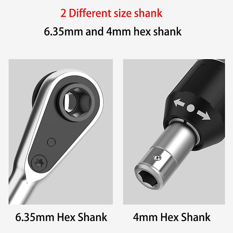 2 In 1 Ratchet Screwdriver 6.35mm To 4mm Hex Shank Screw Driver Adjustment Screwdriver Holder Tool