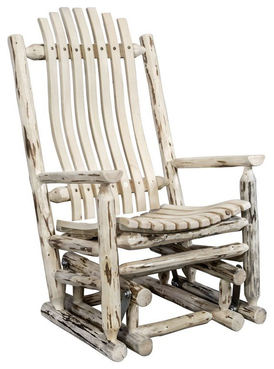 Montana Woodworks Handcrafted Transitional Wood Glider Rocker in Natural   Rustic   Gliders   by Homesquare  Houzz