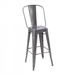 Tabouret TOLIX Grand dossier Brut verni - Tabouret de bar extérieur H75cm