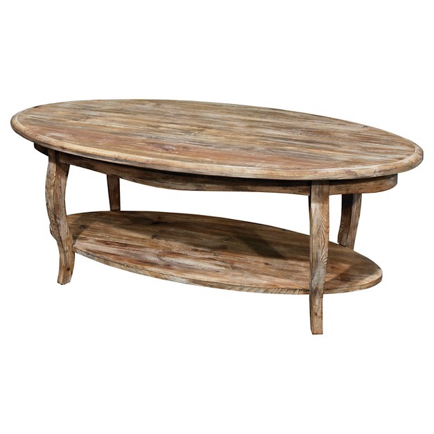 Oval Coffee Table Driftwood Rust Alaterre Furniture