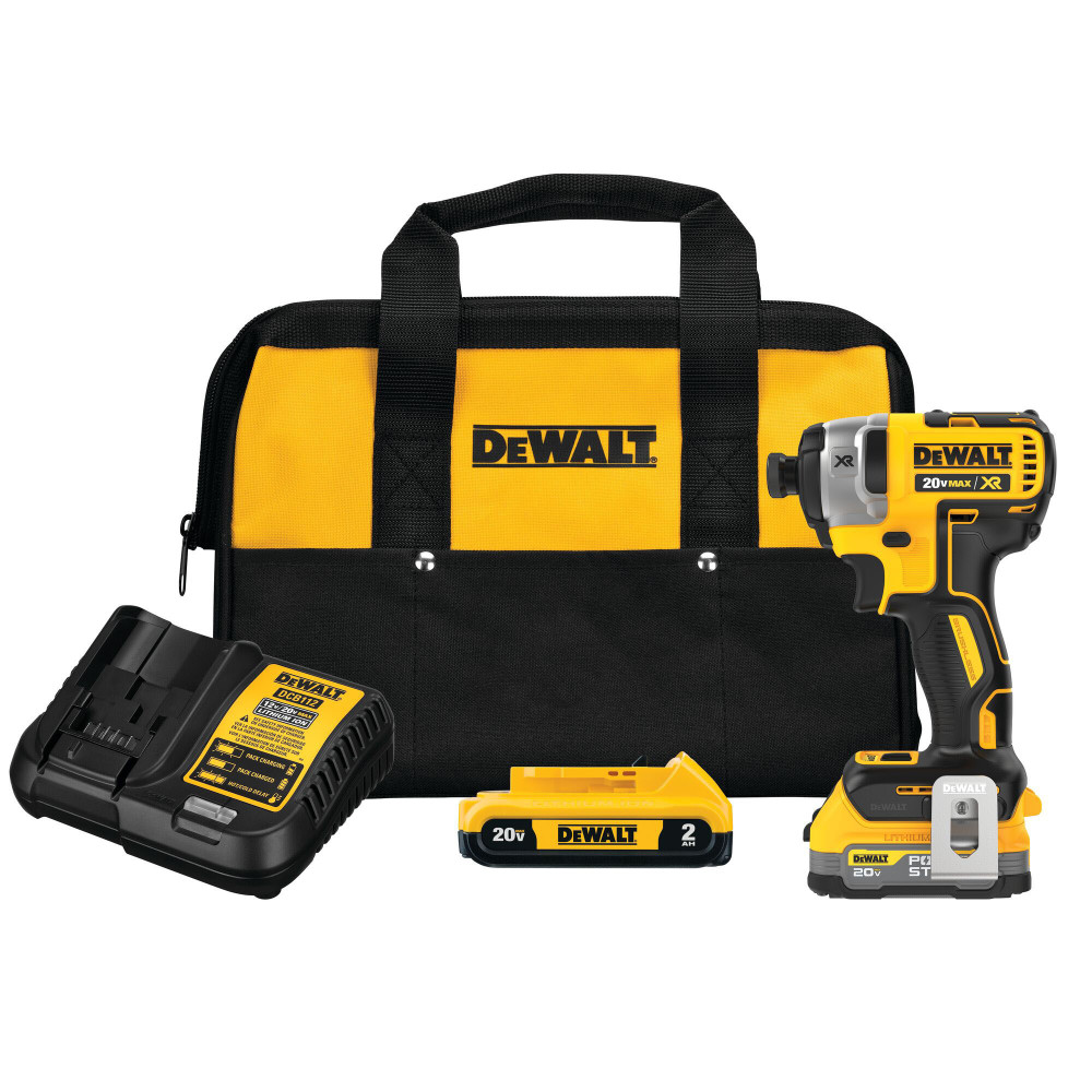 20V MAX* XR? Brushless Cordless Impact Driver  with DEWALT POWERSTACK? Compact Battery and 2.0Ah Battery ;