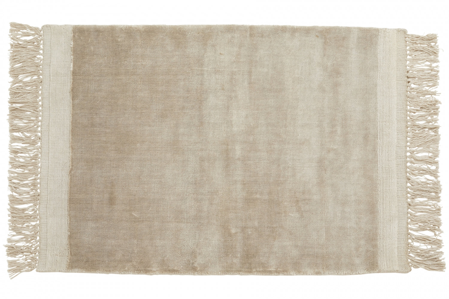 FILUCA Shiny Beige Carpet with Fringe