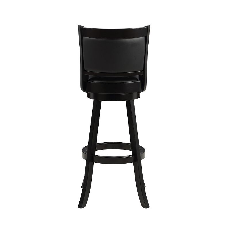 Pio 34 Inch Extra Tall Swivel Bar Stool， Solid Wood， Faux Leather， Black